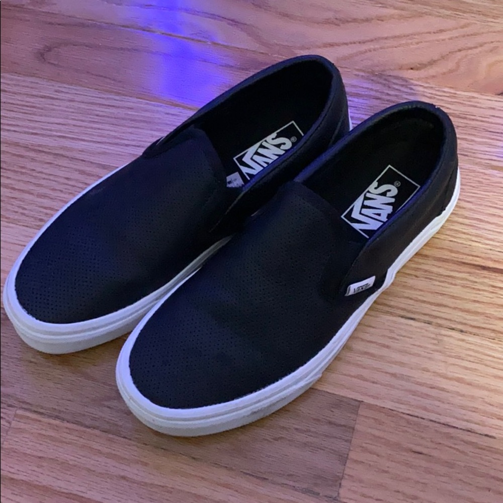 Black leather vans size 6.5